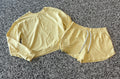 Vuori Ladies Athletic Shorts and crewneck in Pale Yellow