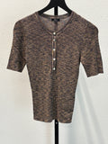 Rails Brown Marled Short Sleeve Henley Small