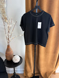 New Theory Stitch Tee Black with white piping Large