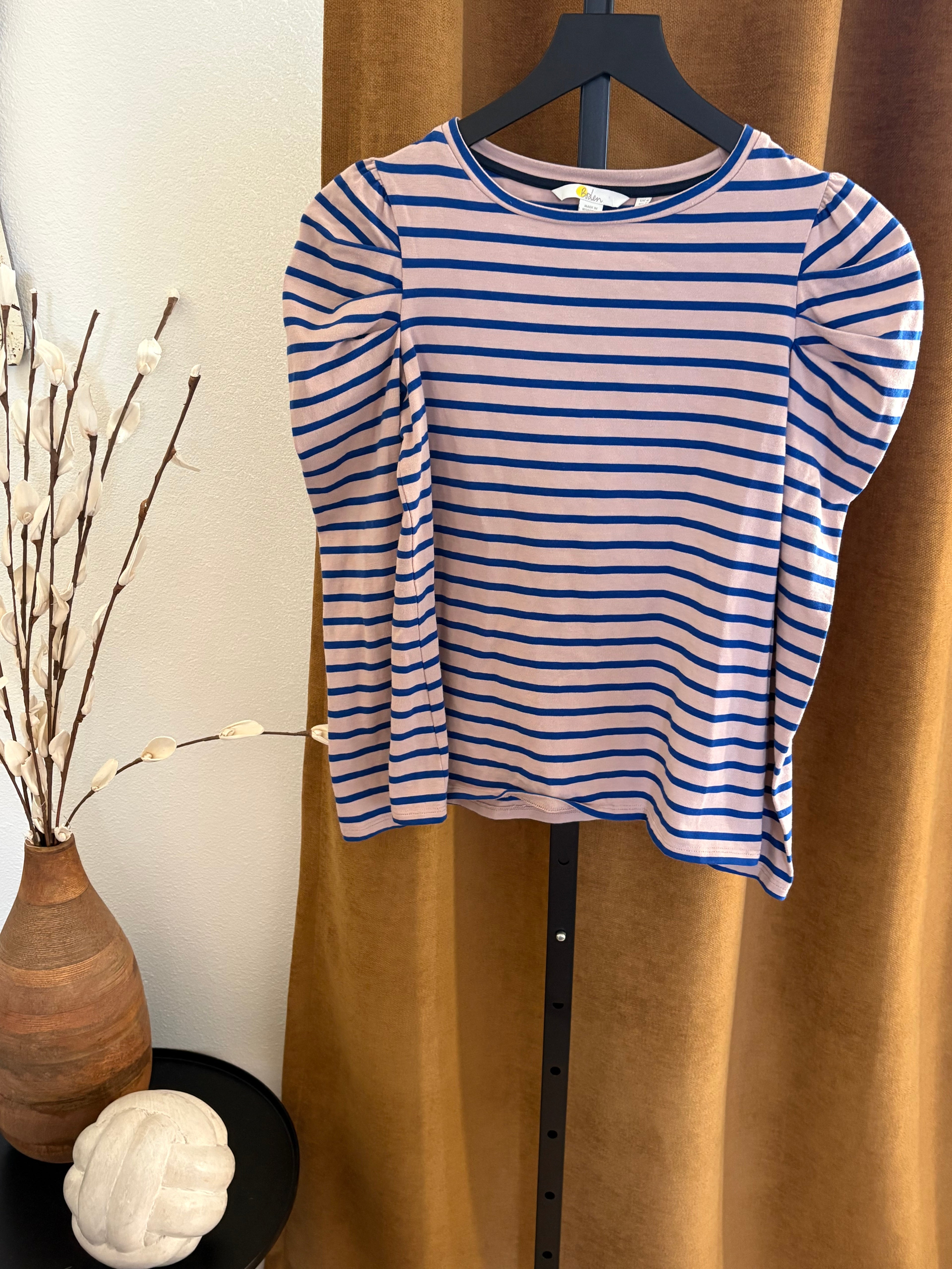Boden striped puff sleeve shirt women's size 2