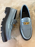 Celine leather fringe trim, accent loafers size 40