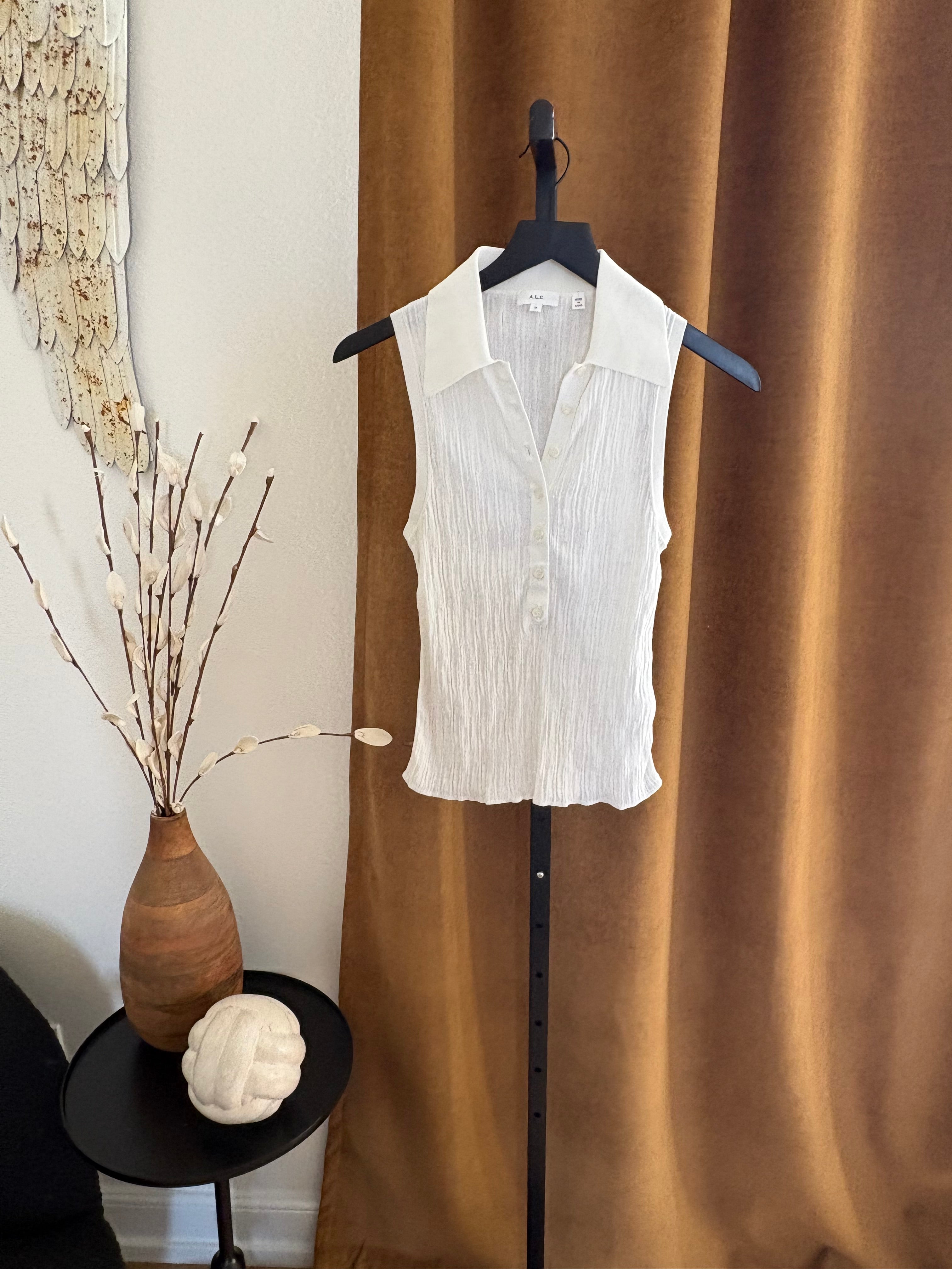 Alc white ribbed polo tank size medium