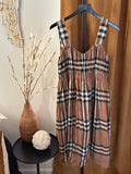 Burberry Nova Plaid Midi Dress Womens Size 8
