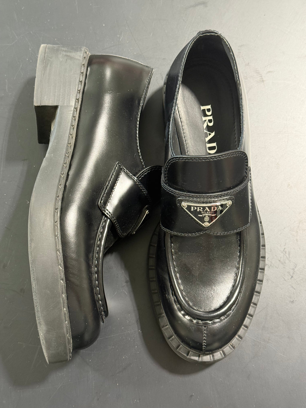 Prada Black Patent Leather Loafers Size 36.5