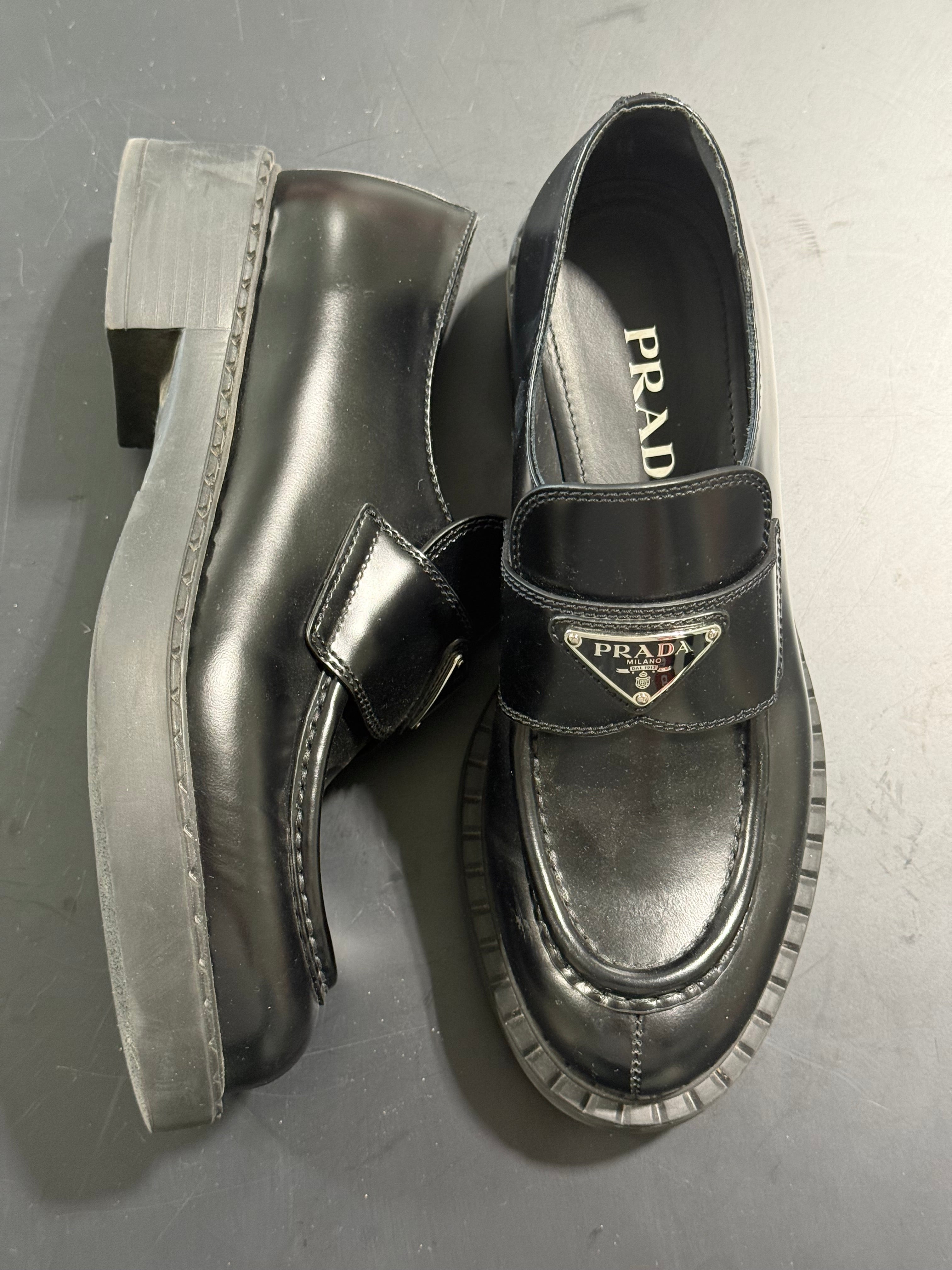 Prada Black Patent Leather Loafers Size 36.5