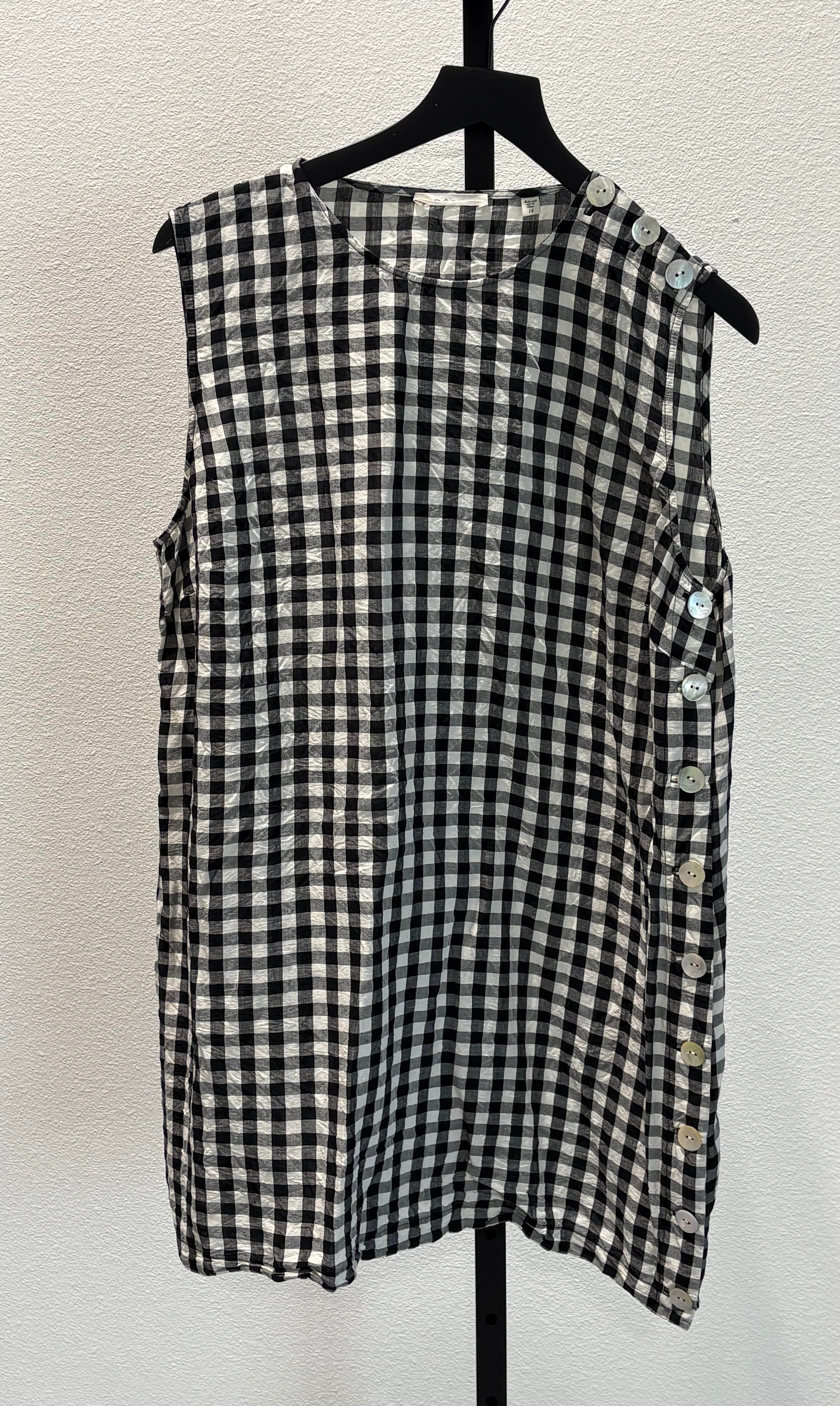 Doen Black and White Gingham Mini Dress sz 14