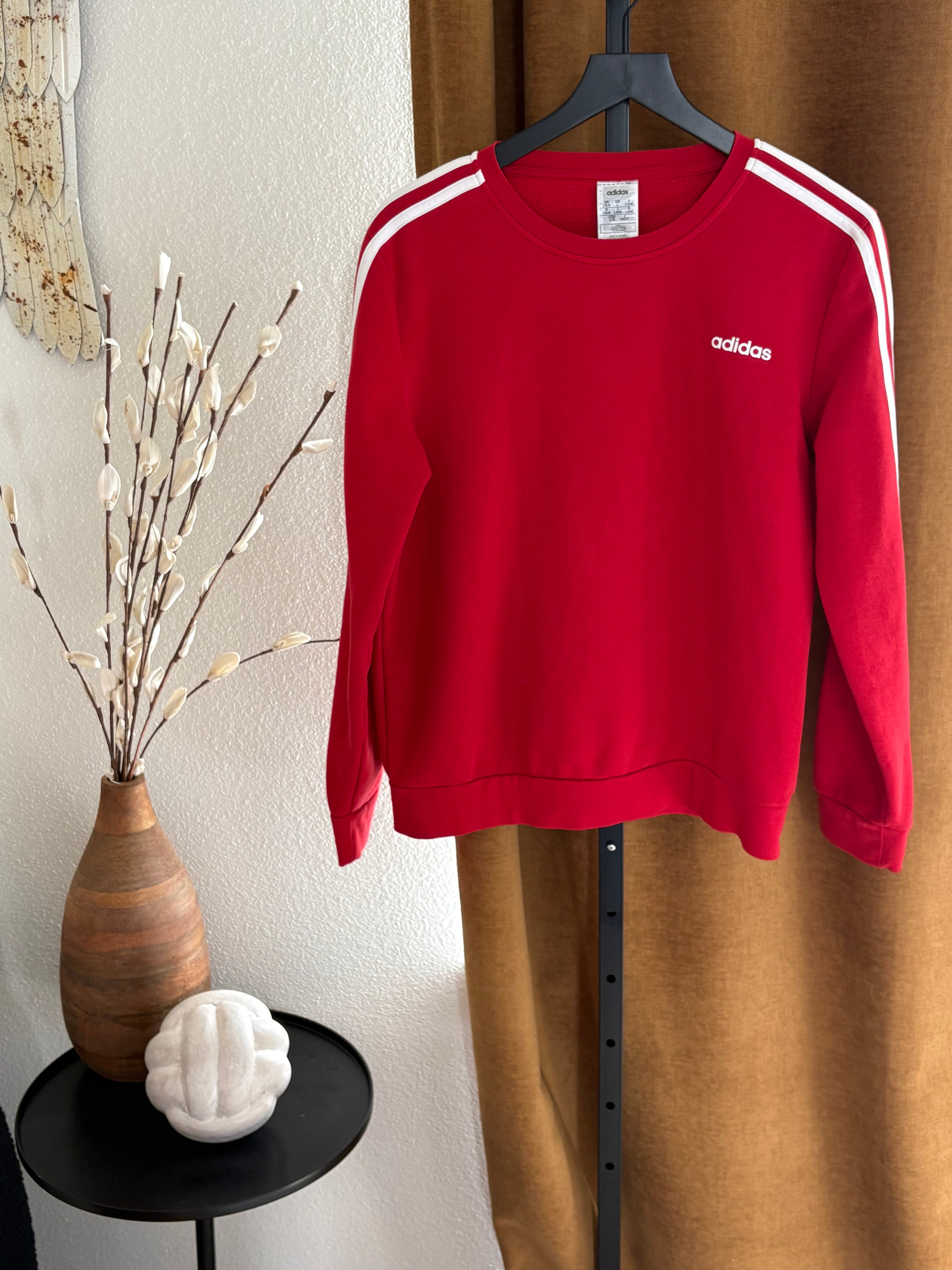 Adidas Red Striped sleeve crewneck sweatshirt Women's Large