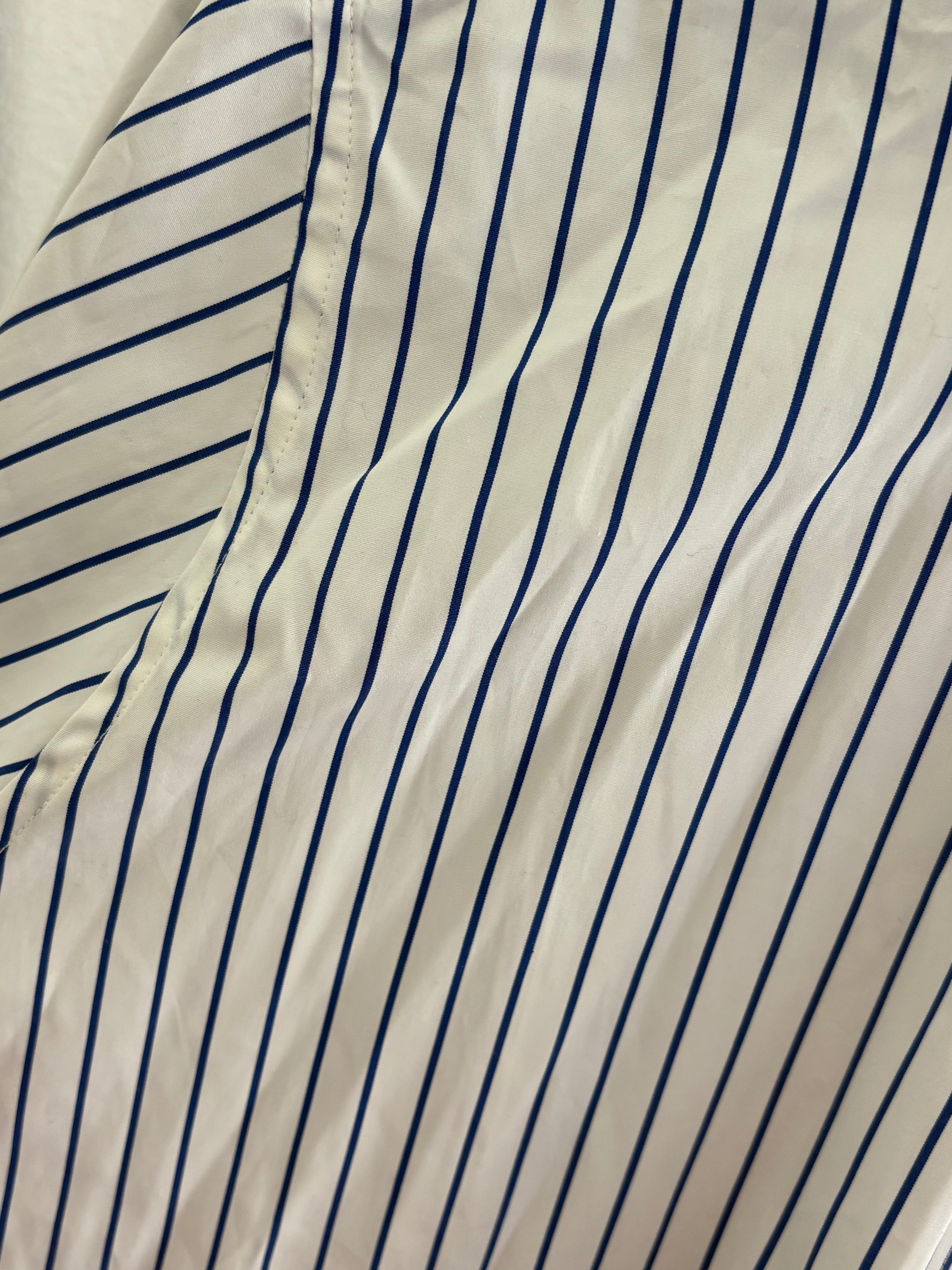 New Ann Mashburn Blue striped shirt tunic Womens Large