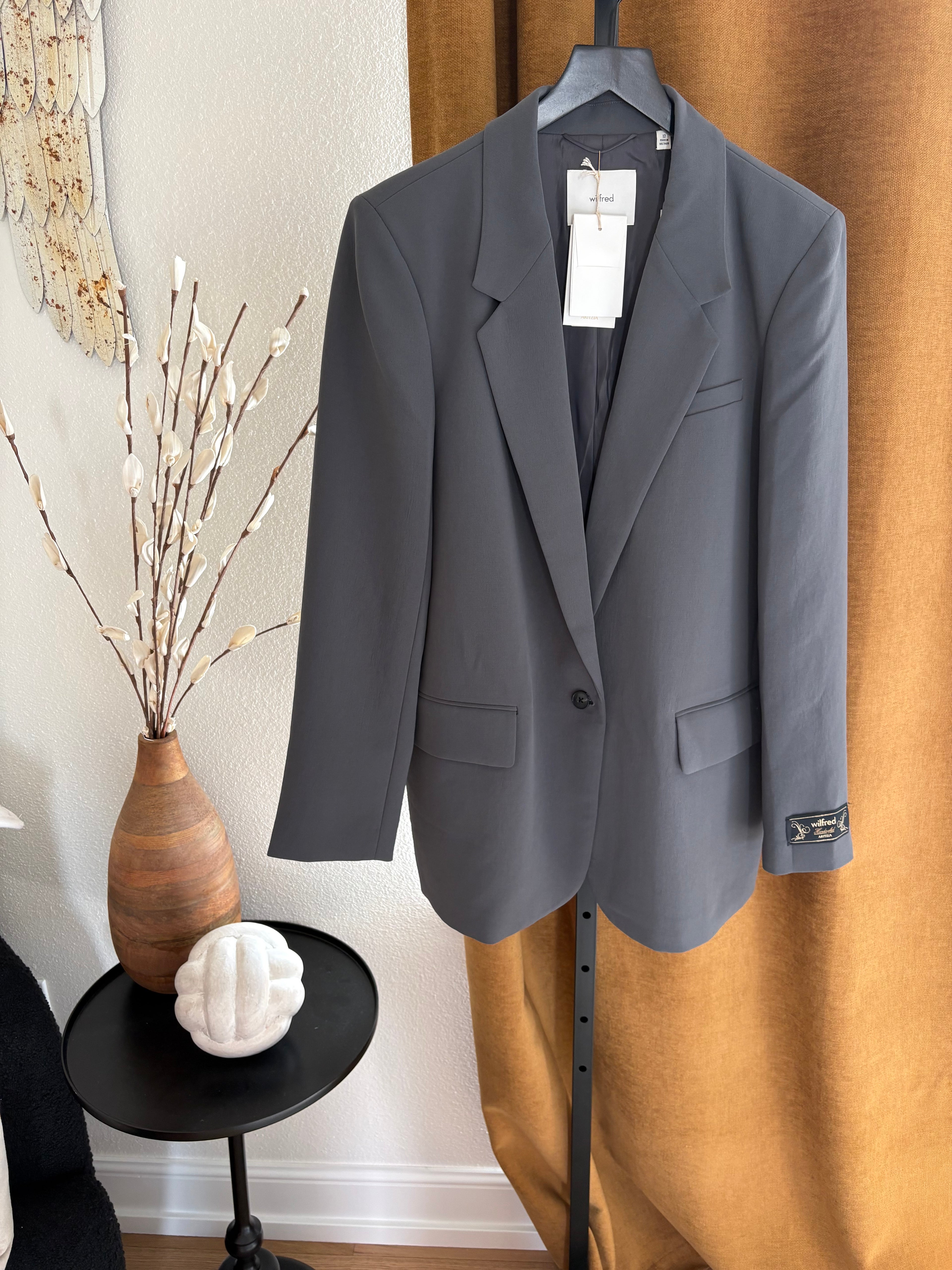 New Aritzia Wilfred New Generation Oversized Charcoal blazer Size 12