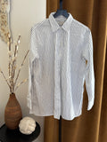 New Ann Mashburn Blue striped shirt tunic Womens Large