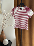 Paige red striped tee Womens medium