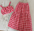 English Factory Red Plaid Maxi Skirt XS and Tank Small
