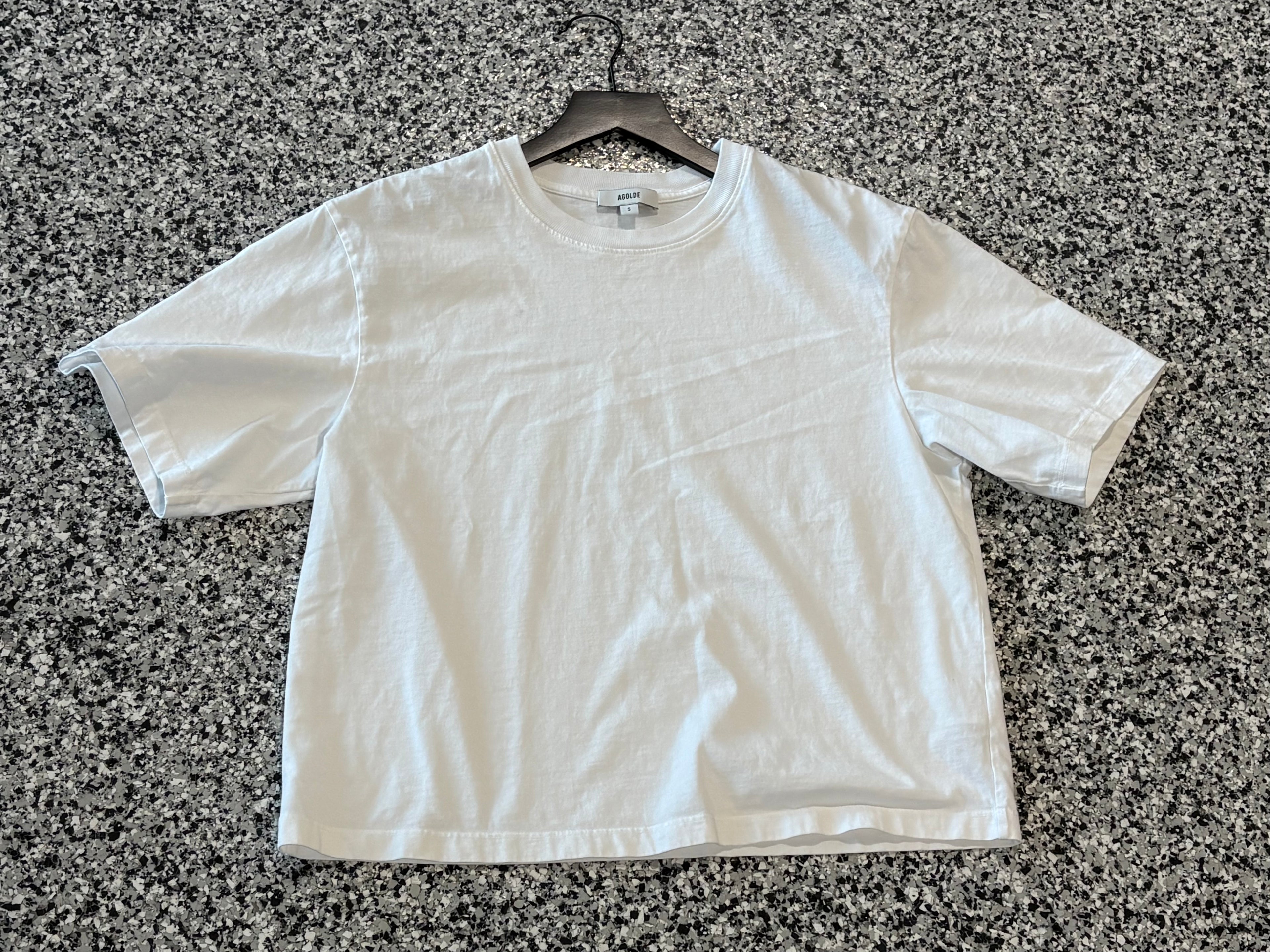 Agolde White Short-Sleeve Boxy Tee Small
