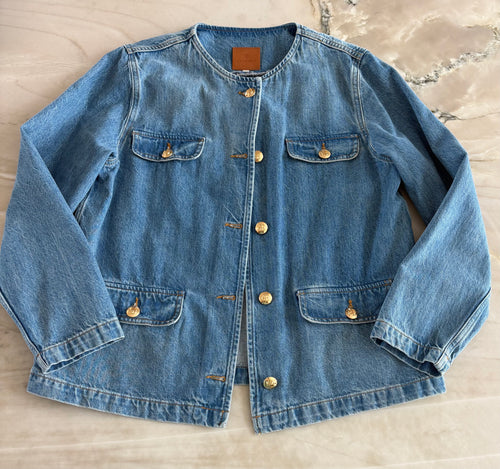 Anine Bing denim jacket with gold accents size large