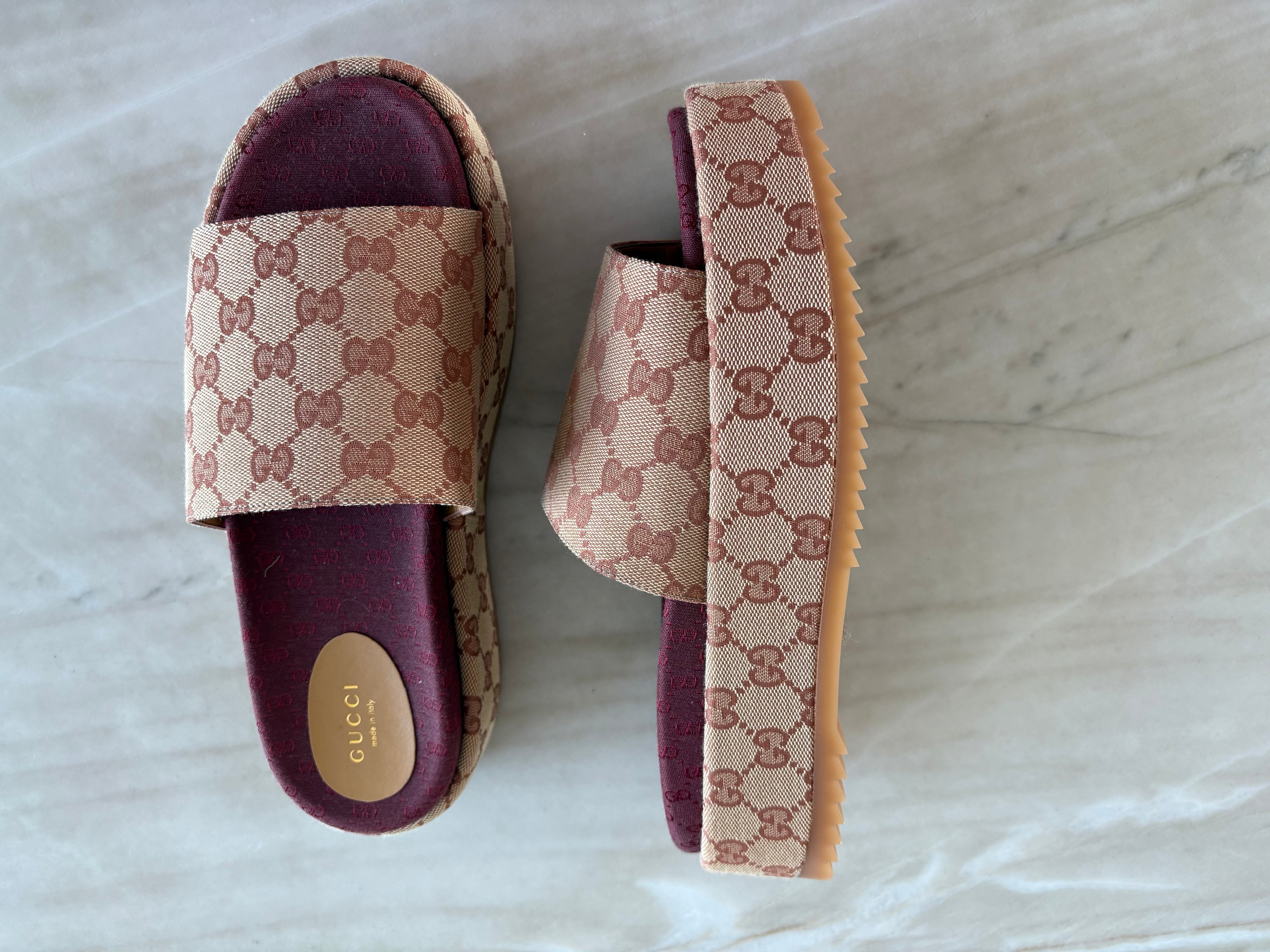 New Gucci Angelina GG Platform sandal Size 40