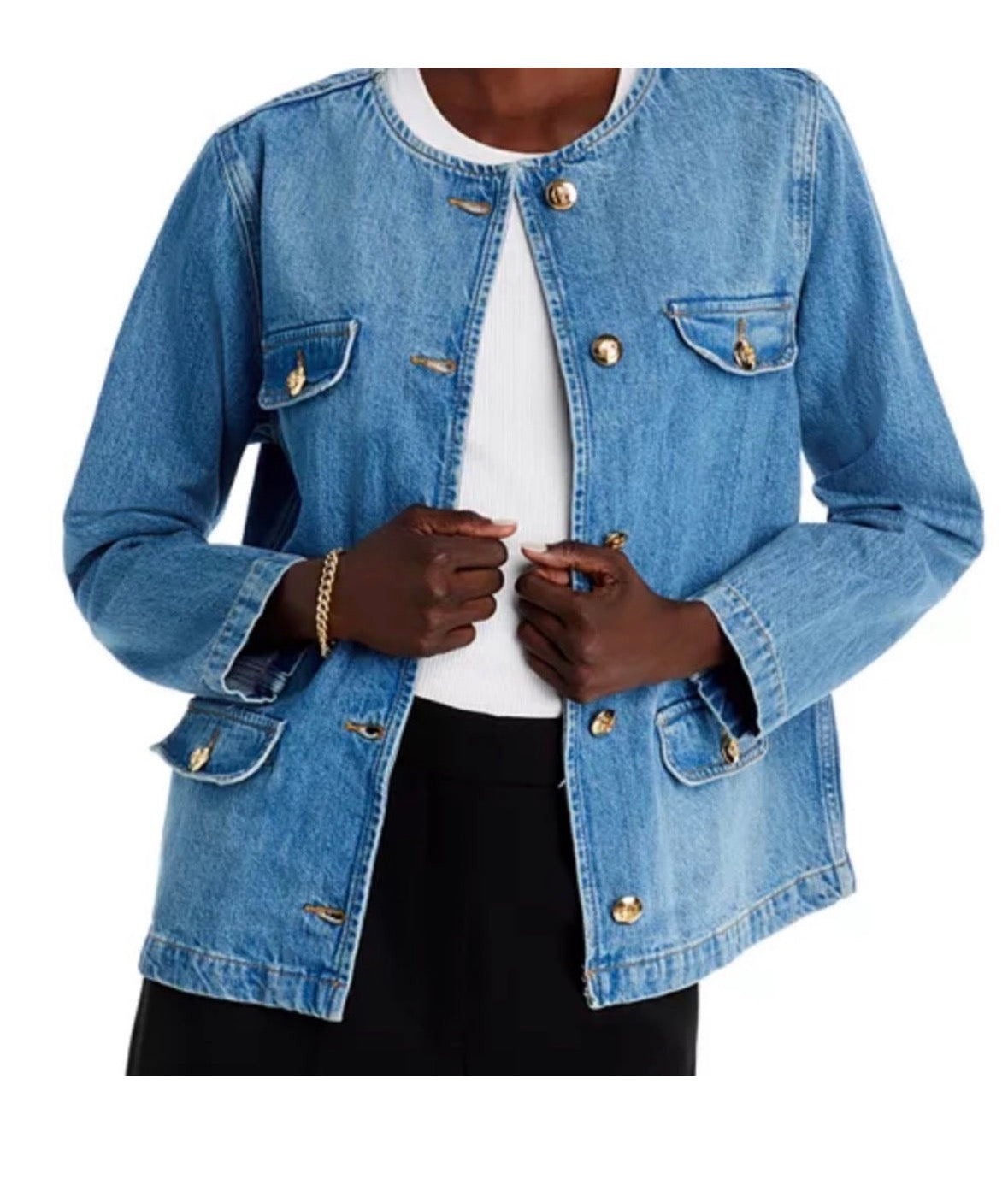 Anine Bing denim jacket with gold accents size large