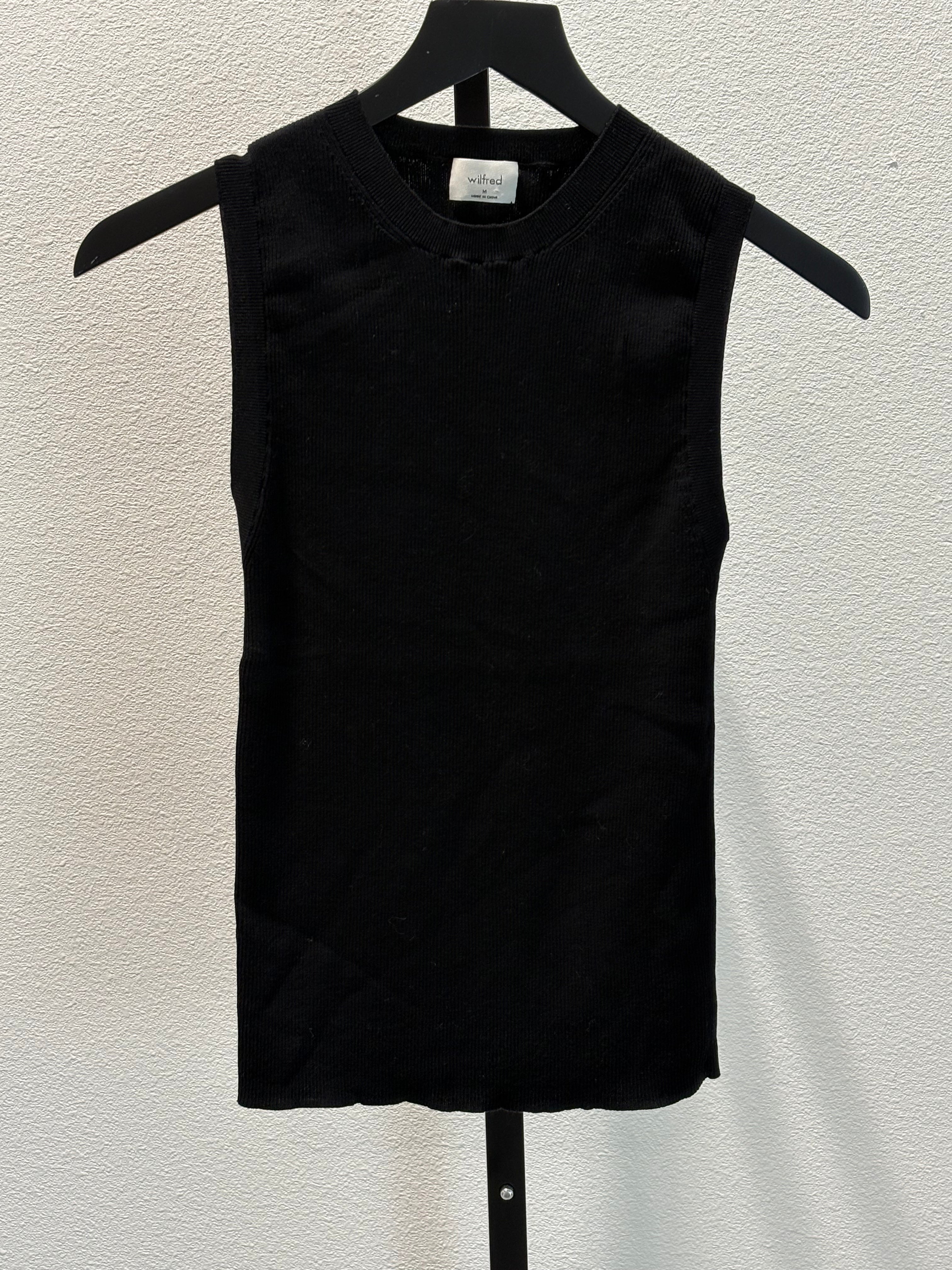 Wilfred Black Ribbed Sleeveless Knit Shell Medium
