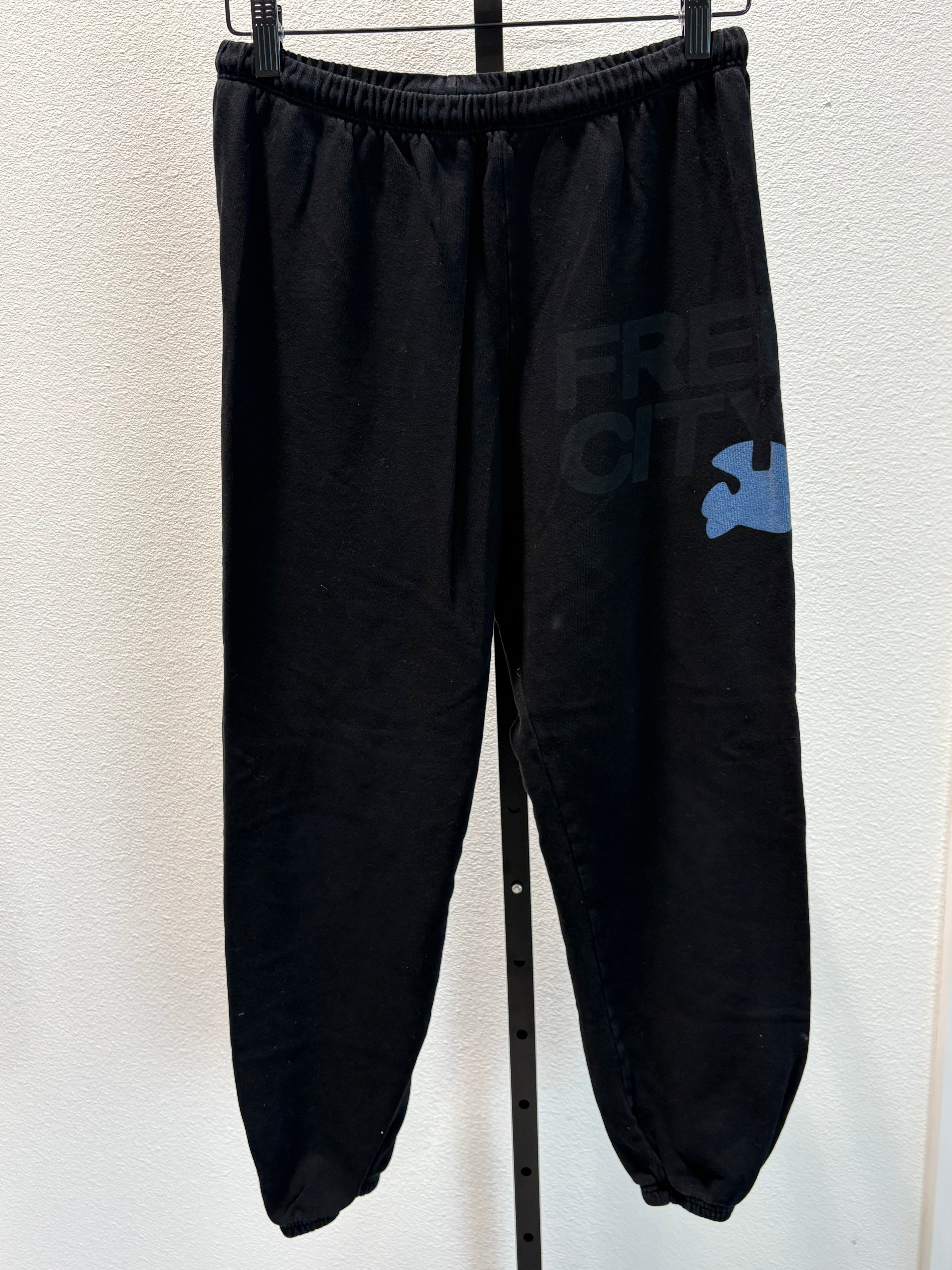 freecity Black Joggers with Blue Logo Small